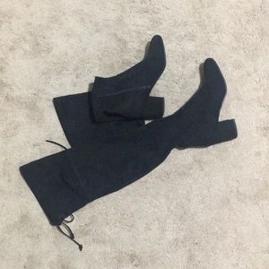 Black Suede Over The Knee Boots